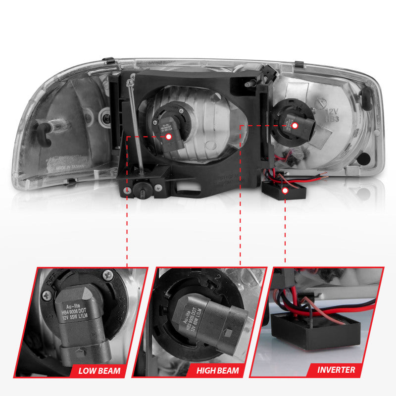 ANZO 111523 Anzo 99-17 GMC Sierra/Denali Headlights Chrome Amber (w/C Light Bars)