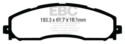EBC DP43016R 13+ Ford F250 (inc Super Duty) 6.2 (2WD) Yellowstuff Rear Brake Pads