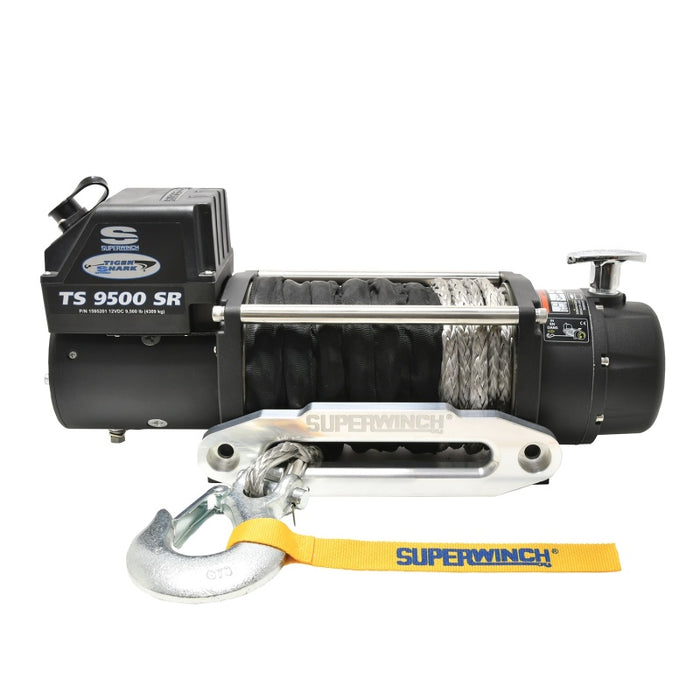 Superwinch 1595201 9500 LBS 12V DC 3/8in x 80ft Synthetic Rope Tiger Shark 9500 Winch