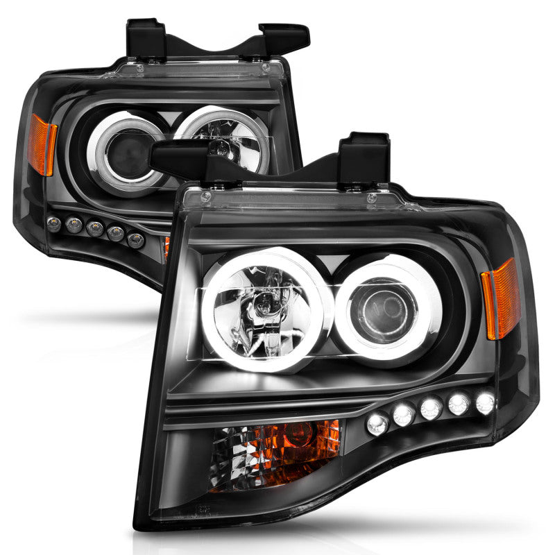 ANZO 111113 2007-2014 Ford Expedition Projector Headlights w/ Halo Black