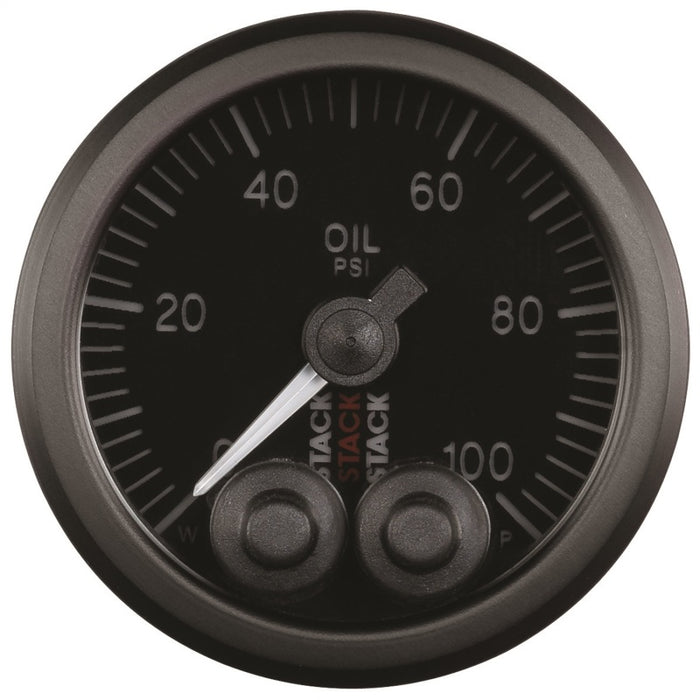 AutoMeter ST3502 Autometer Stack Instruments Pro Control 52mm 0-100 PSI Oil Pressure Gauge - Black (1/8in NPTF Male)