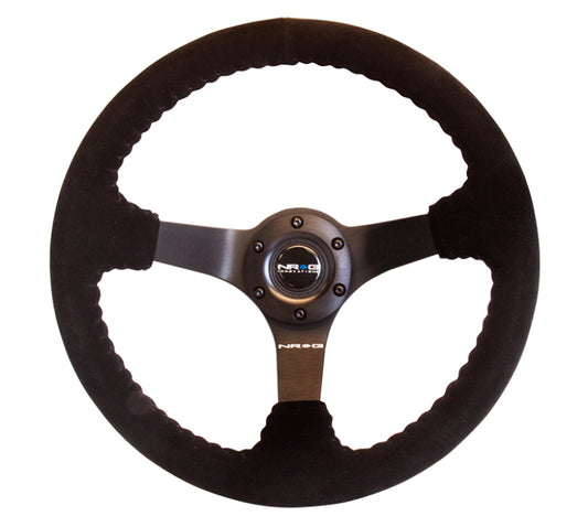 NRG RST-036MB-S Reinforced Steering Wheel (350mm / 3in. Deep) Blk Suede w/Blk BBall Stitch (Odi Bakchis Edition)