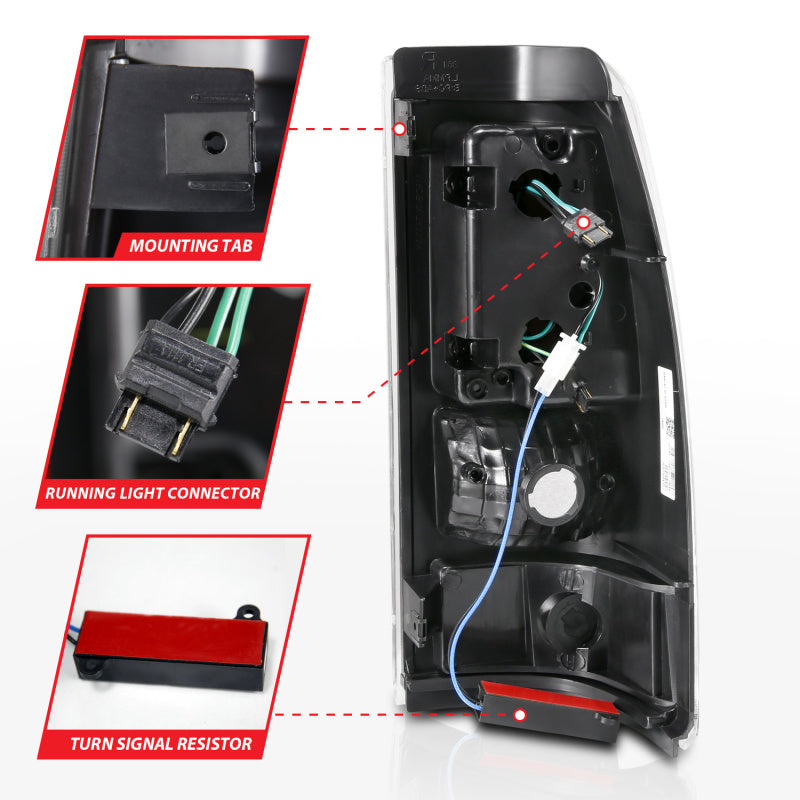 ANZO 311333 2003-2006 Chevy Silverado 1500 LED Taillights Plank Style Black w/Clear Lens