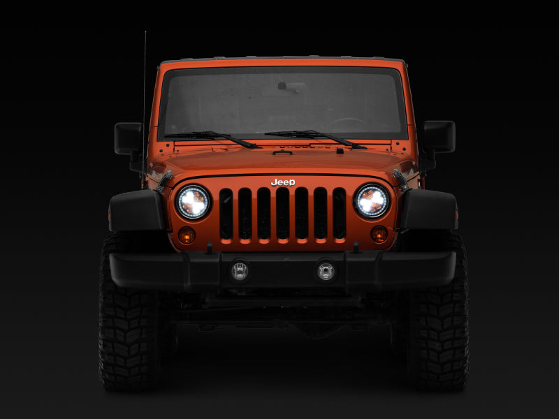 Raxiom J108047 97-18 Jeep Wrangler TJ/JK Axial Spider LED Headlight w/ Amber DRL- Chrome Hsng (Clear Lens)