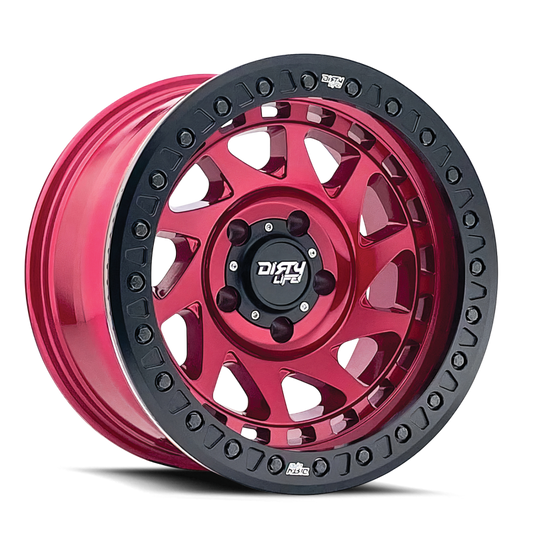 Dirty Life 9313-7973R12 9313 Enigma Race 17x9 / 5x127 BP / -12mm Offset / 78.1mm Hub Crimson Candy Red Wheel