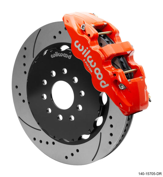 Wilwood 140-15705-DR AERO6 Front Big Brake Kit 14.00in Drilled Red Rotor - 97-13 Chevrolet Corvette C5/C6/Z06