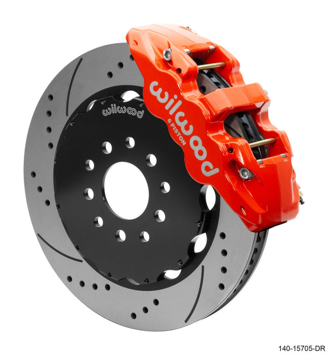 Wilwood 140-15705-DR AERO6 Front Big Brake Kit 14.00in Drilled Red Rotor - 97-13 Chevrolet Corvette C5/C6/Z06