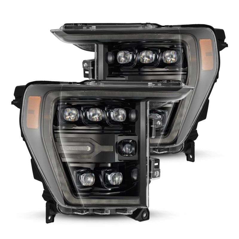 AlphaRex 880138 21-22 Ford F-150 NOVA LED Proj Headlights Plank Style Alpha Blk w/Activ Light/Seq Signal