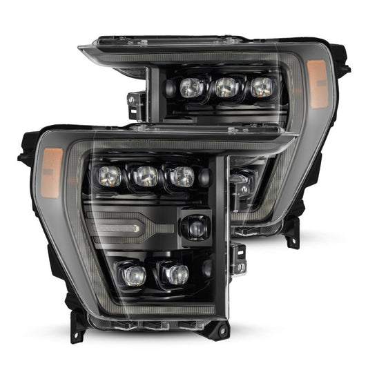 AlphaRex 880138 21-22 Ford F-150 NOVA LED Proj Headlights Plank Style Alpha Blk w/Activ Light/Seq Signal