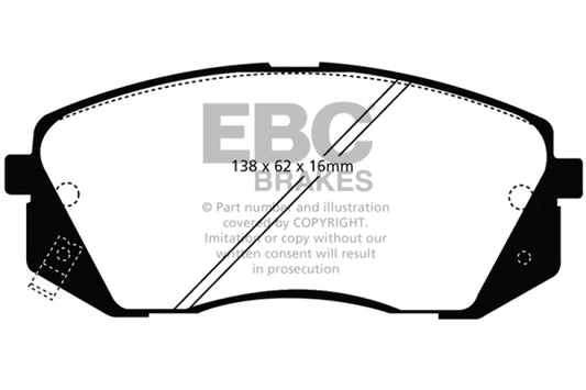 EBC DP31809C 15+ Hyundai Sonata 1.6 Turbo (Elec Park Brake) Redstuff Front Brake Pads