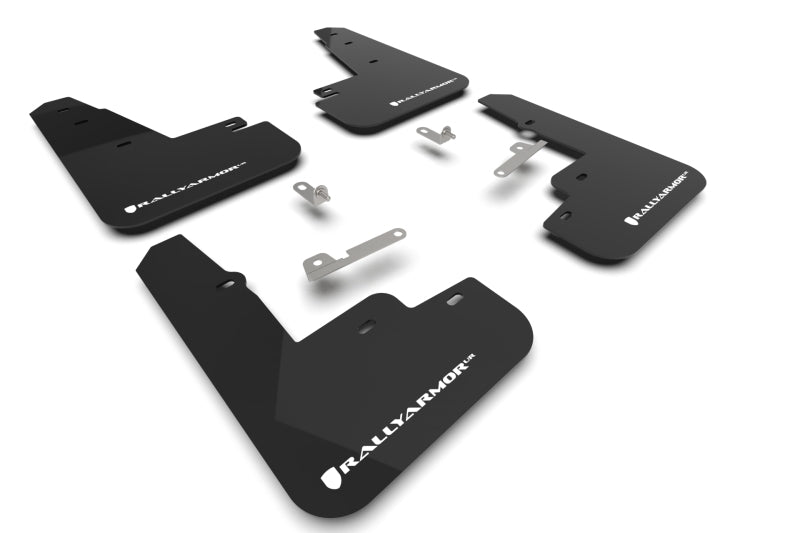 Rally Armor MF96-UR-BLK-WH 21-25 Ford Mustang Mach-E/GT/Rally Black Mud Flap w/White Logo