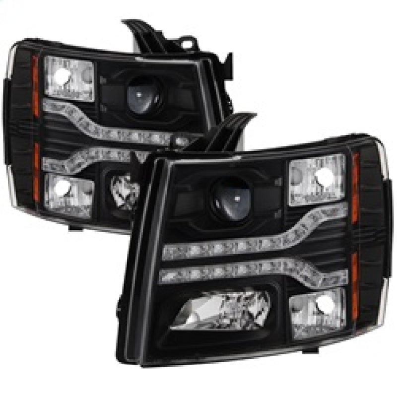 SPYDER 5083524 Spyder Chevy Silverado 1500 07-13 V2 Projector Headlights - LED DRL - Black PRO-YD-CS07V2-DRL-BK