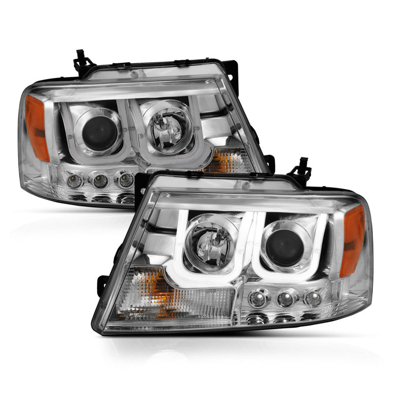 ANZO 111287 2004-2008 Ford F-150 Projector Headlights w/ U-Bar Chrome