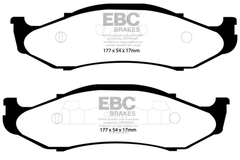 EBC ED91255 97-99 Jeep Cherokee 2.5 82mm High Rotors Extra Duty Front Brake Pads