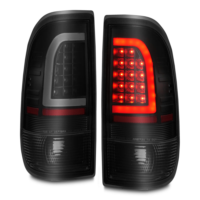 ANZO 311378 1997-2003 Ford F-150 LED Tail Lights w/ Light Bar Black Housing Smoke Lens
