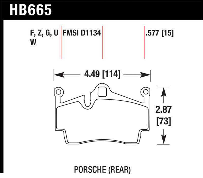 Hawk Performance HB665G.577 Hawk 2012-2015 Porsche Boxster DTC-60 Race Rear Brake Pads