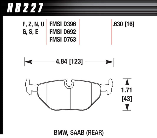 Hawk Performance HB227S.630 Hawk 92-95 BMW 325iS HT-10 Race Rear Brake Pads