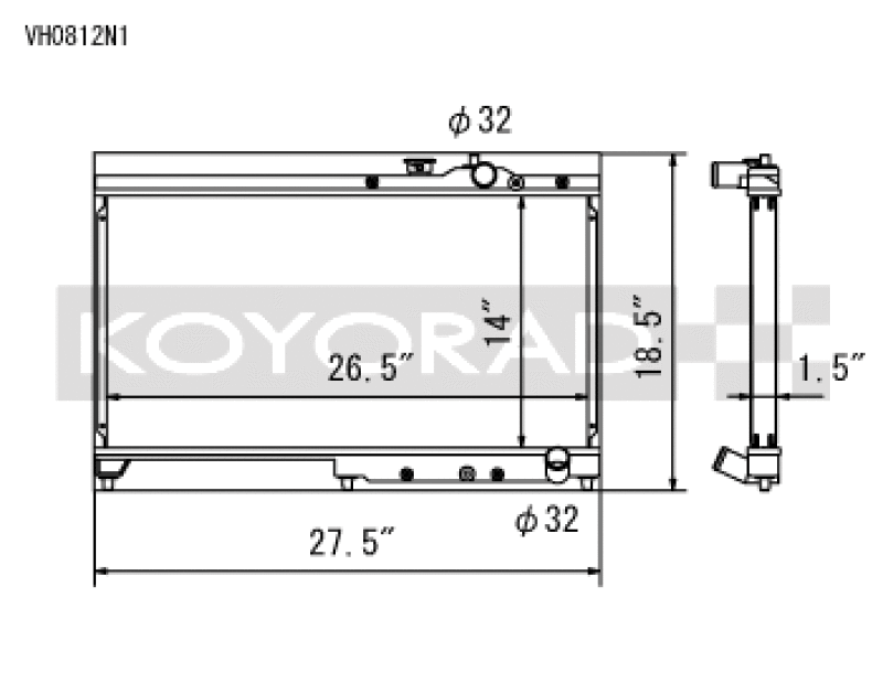 Koyo VH0812N1 92-00 Honda Civic 1.6 DOHC (Will Not Fit Vehicles w/AC) Manual Transmission Radiator