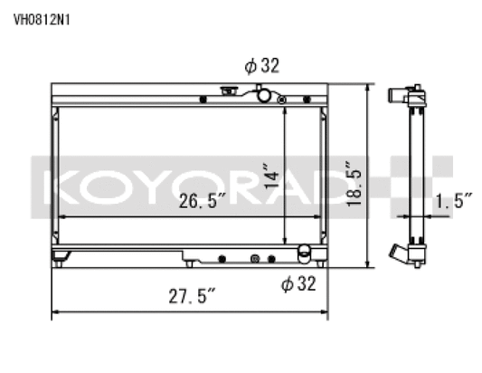 Koyo VH0812N1 92-00 Honda Civic 1.6 DOHC (Will Not Fit Vehicles w/AC) Manual Transmission Radiator