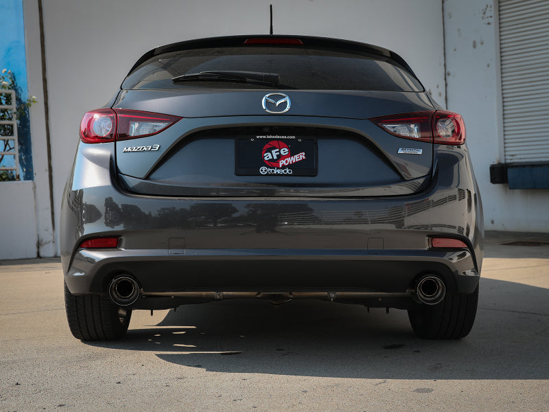 aFe 49-37014-C Takeda 2-1/2in 304 SS Axle-Back Exhaust w/ Carbon Fiber Tips 14-18 Mazda 3 L4 2.0L/2.5L