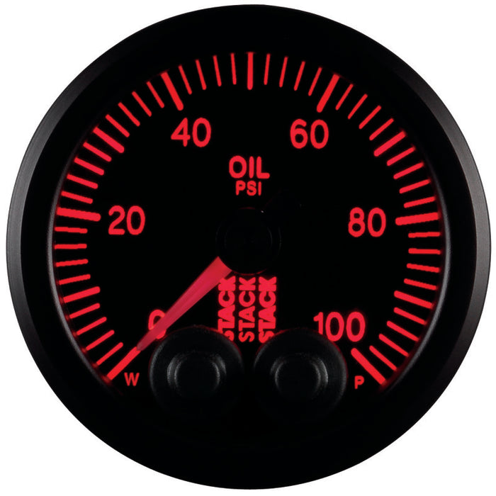 AutoMeter ST3502 Autometer Stack Instruments Pro Control 52mm 0-100 PSI Oil Pressure Gauge - Black (1/8in NPTF Male)