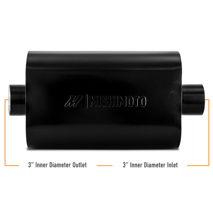 Mishimoto MMEXH-MF-AT-3CCBK Muffler with 3in Center Inlet/Outlet - Angled Tip - Black
