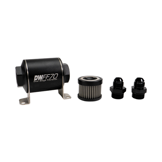 DeatschWerks 8-03-070-010K-8 Stainless Steel 8AN 10 Micron Universal Inline Fuel Filter Housing Kit (70mm)