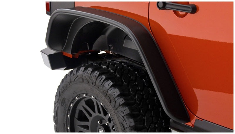 Bushwacker 10050-07 07-18 Jeep Wrangler Unlimited Flat Style Flares 2pc 4-Door Sport Utility Only - Black