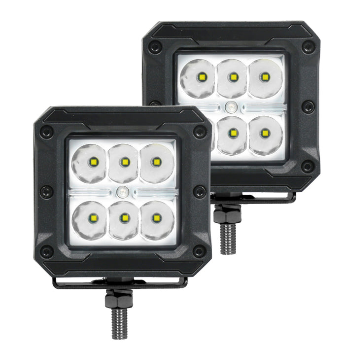 Go Rhino 751803023SCS Xplor Bright Series Cube LED Spot Light Kit (Surface/Threaded Stud Mount) 3x3 - Blk (Pair)