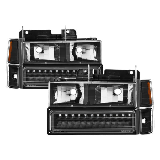 SPYDER 5069542 xTune 92-94 Blazer Full Size Corner/LED Bumper Headlights Black HD-JH-CCK88-LED-AM-BK-SET