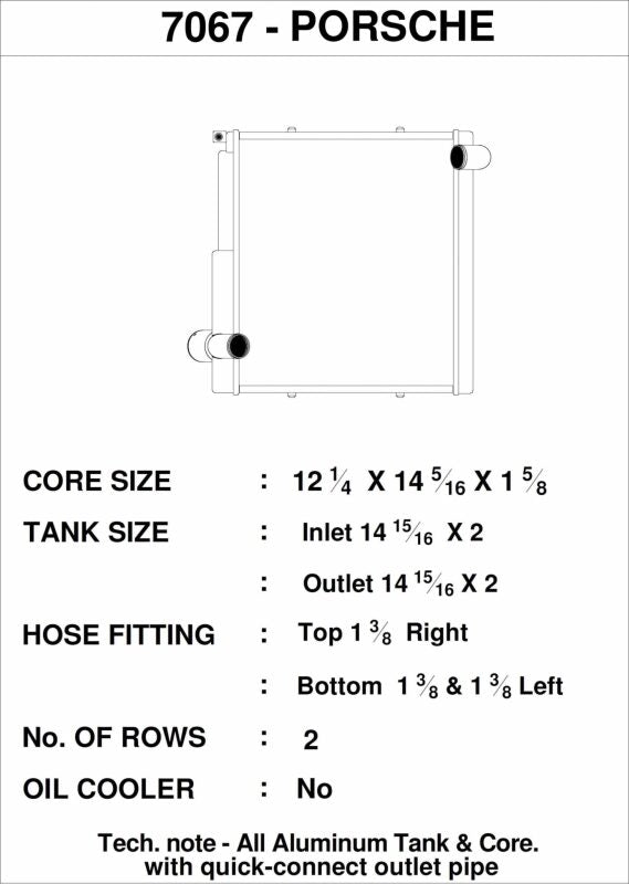 CSF 7067 Porsche 911 Carrera (991.1) / Porsche Boxster (981) / Porsche GT4 (991) - Right Side Radiator