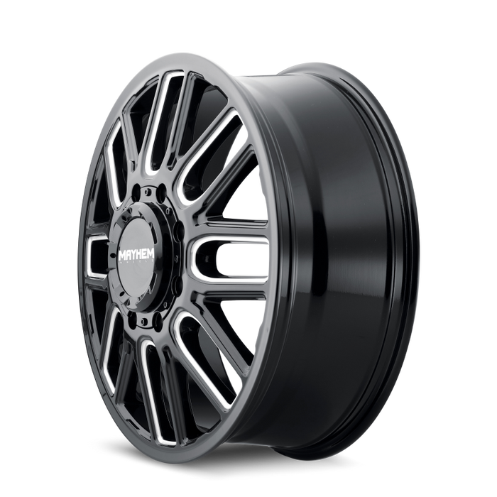 Mayhem 8107D-2877BMF115 8107D Cogent Dually 20x8.25 / 8x200 BP / 115mm Offset / 142mm Hub Black w/Milled Spokes Wheel