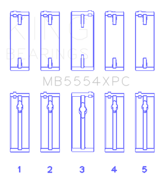 King Engine Bearings MB5554XPC Toyota 3SGTE 16V 2.0L pMaxKote Performance Main Bearing Set - Size STD