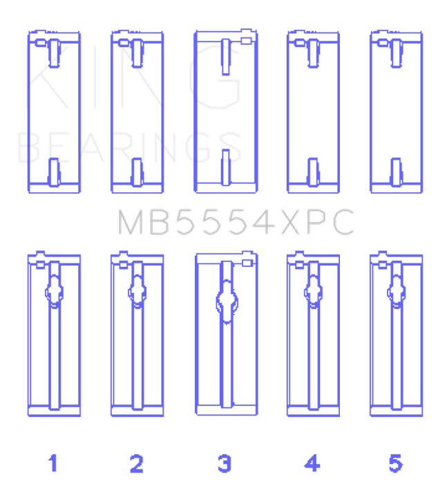 King Engine Bearings MB5554XPC Toyota 3SGTE 16V 2.0L pMaxKote Performance Main Bearing Set - Size STD