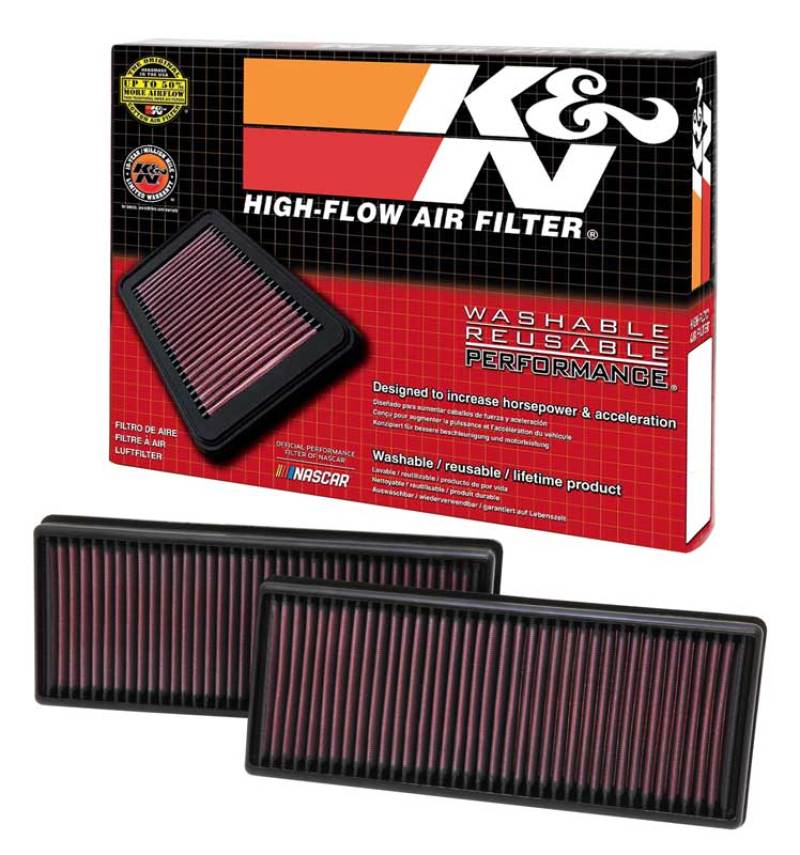 K&N Engineering 33-2474 K&N Replacement Air Filter 12.563in O/S Length x 5.25in O/S Width x 1.625in H (Inc 2 Filters)