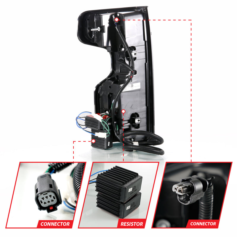 ANZO 311418 19-21 Chevy Silverado Work Truck Full LED Taillights Blk Housing Smoke Lens G2 (w/C light Bars)