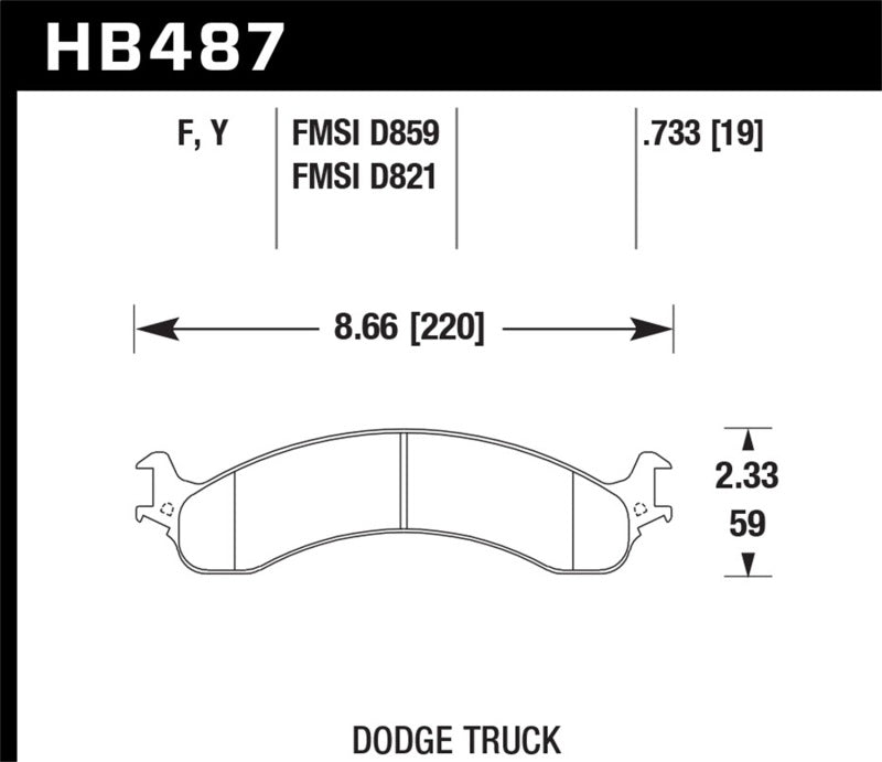 Hawk Performance HB487F.733 Hawk 2001 RAM 2500 Pick HPS Street Rear Brake Pads