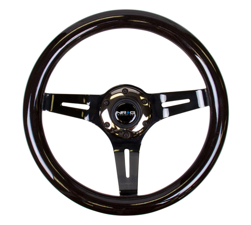 NRG ST-310BK-BK Classic Wood Grain Steering Wheel (310mm) Black w/Black Chrome 3-Spoke Center