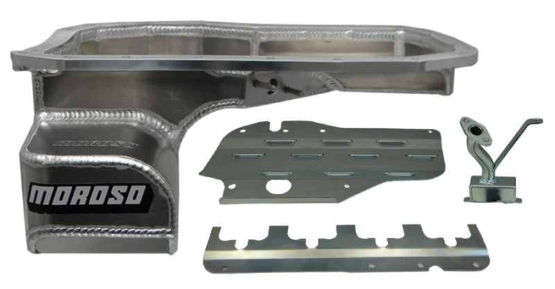 Moroso 20967 Mitsubishi Evo 7/8/9 (w/Lower Intercooler Pipe) Road Race Baffled Wet Sump 6.5qt Alum Oil Pan