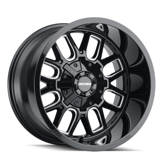 Mayhem 8107-2152BM 8107 Cogent 20x10 / 5x127 BP / -19mm Offset / 87.1mm Hub Black w/ Milled Spokes Wheel