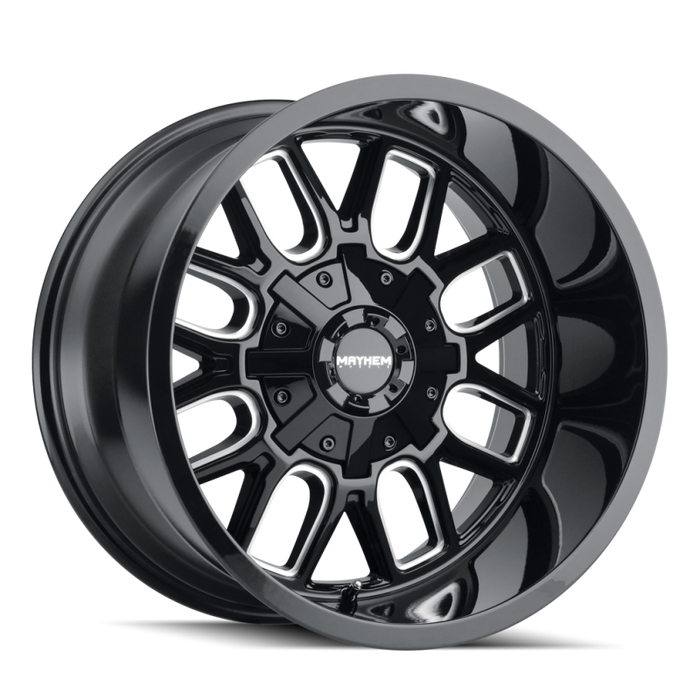 Mayhem 8107-2152BM 8107 Cogent 20x10 / 5x127 BP / -19mm Offset / 87.1mm Hub Black w/ Milled Spokes Wheel