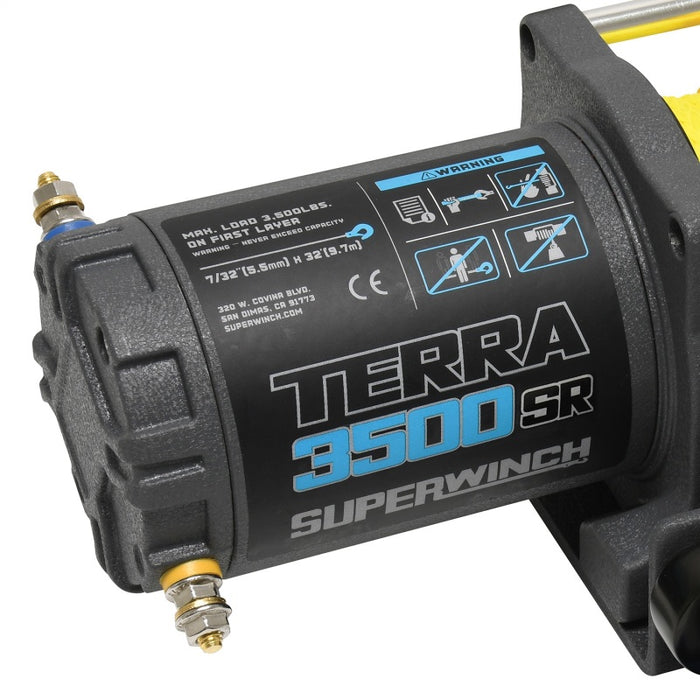 Superwinch 1135270 3500 LBS 12V DC 7/32in x 32ft Synthetic Rope Terra 3500SR Winch - Gray Wrinkle