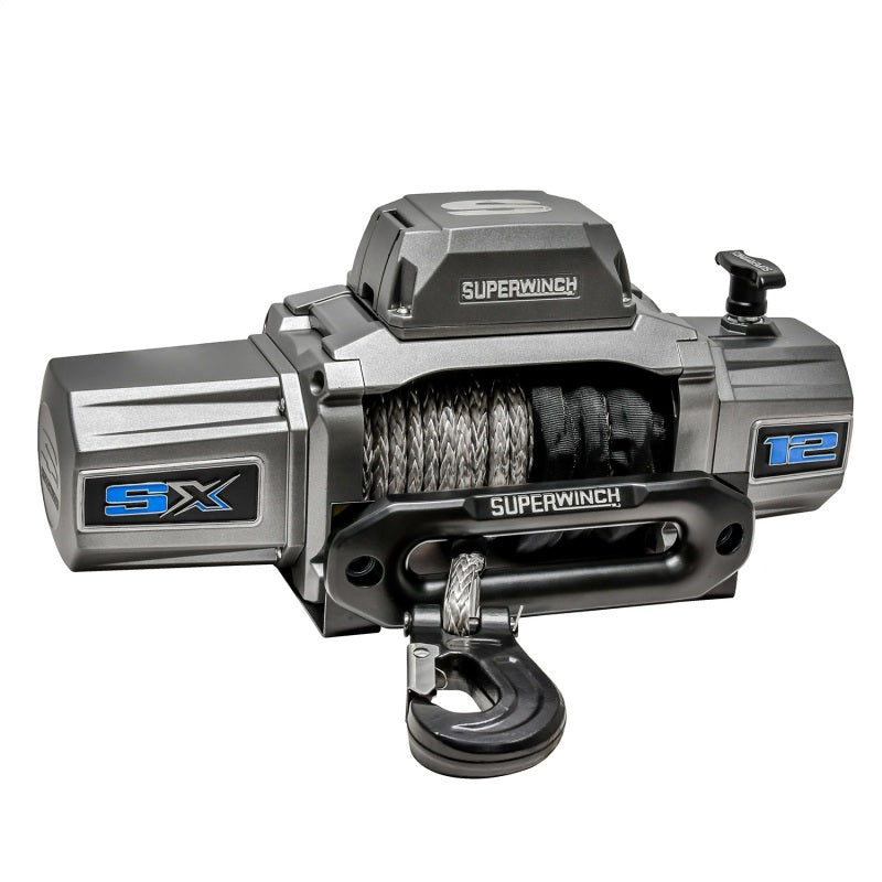 Superwinch 1712201 12000 LBS 12V DC 3/8in x 80ft Synthetic Rope SX 12000SR Winch - Graphite