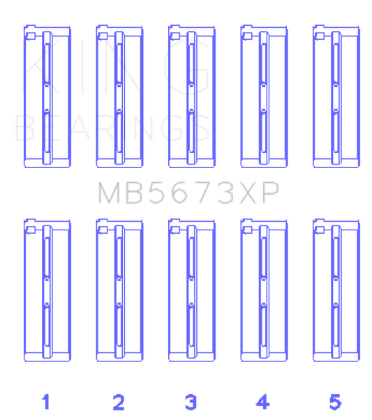 King Engine Bearings MB5673XP Honda F20C/F22C 16v Performance Main Bearing Set - Size STD