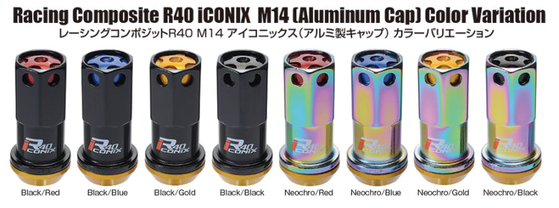 Project Kics WRIA14NA 14x1.50 R40 Iconix Lock & Lug Nuts - Neo Chrome w/Gold Cap (16+4 Locks)