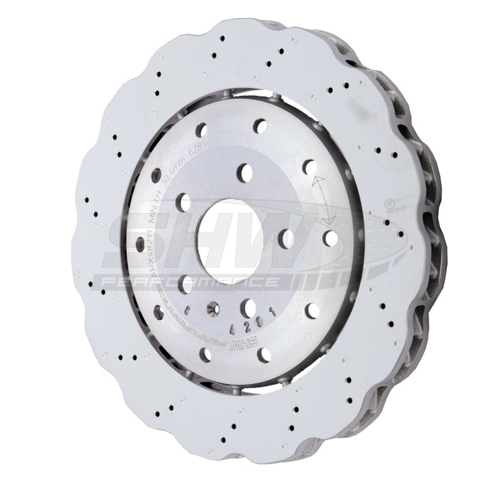 SHW Performance ARX48211 SHW 14-20 Audi R8 5.2L (Excl Ceramic Brake) Rear Drill-Dimp Lightweight Wavy Brake Rotor(4S0615601B)