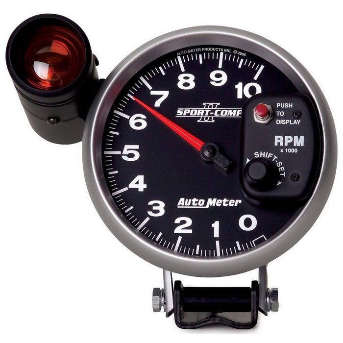 AutoMeter 3699 Autometer Sport-Comp II 5 inch 0-10000 RPM Pedestal Mount Tachometer Shift-Lite