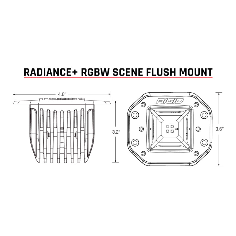Rigid Industries 682153 Radiance+ Scene RGBW Flush Mount - Pair