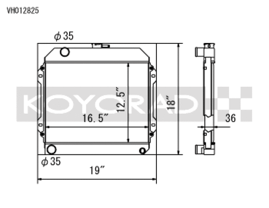 Koyo VH012825 71-74 Toyota Corolla 1.6L TE27/TE28/TS21 Manual Radiator