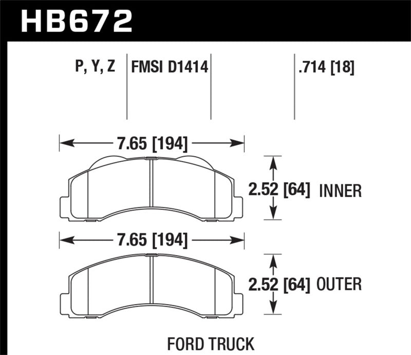 Hawk Performance HB672Z.714 Hawk 10-11 Ford Expedition/F-150 SVT Raptor / 10-11 F-150 Performance Ceramic Front Street Brake Pad